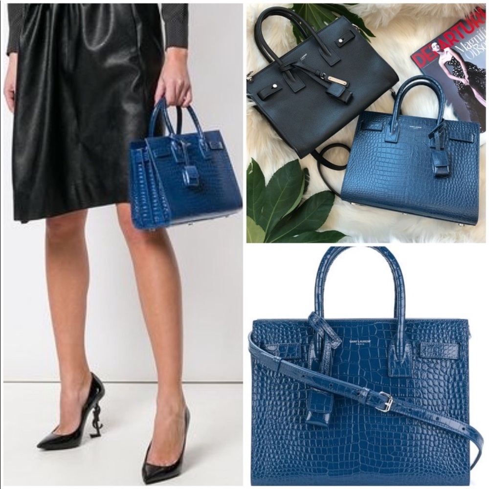 Saint Laurent Sac De Jour Baby Satchel in Crocodile Embossed Leather